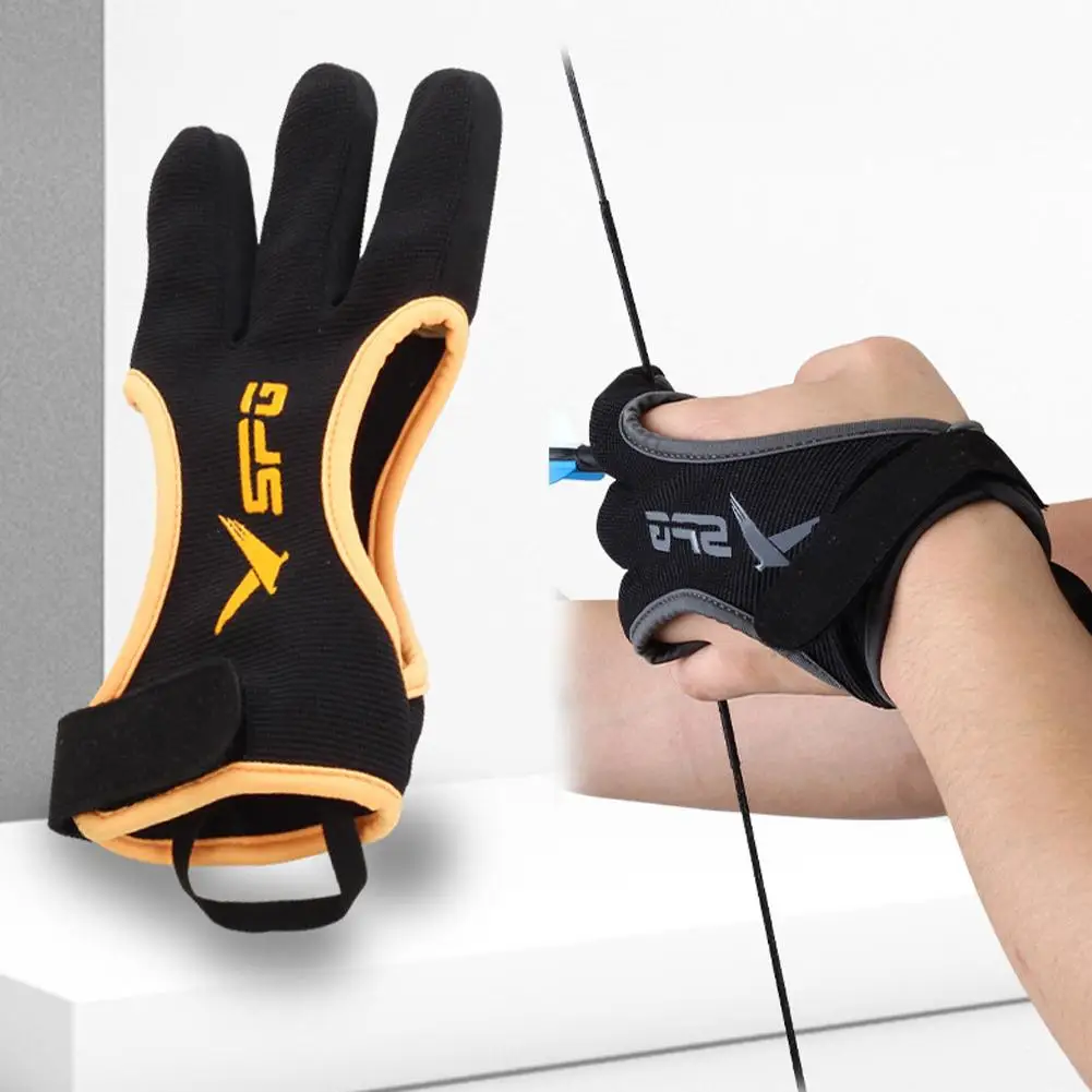Outdoor Archery Glove Leather Fingertip Non-Slip Breathable 3 Finger Archery Gloves Hunting Finger Protector Guard for Hunting archery finger tab