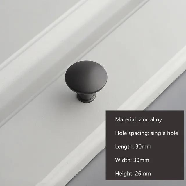 Grey Kitchen Bedroom Door Handle Wardrobe Drawer Knob Single