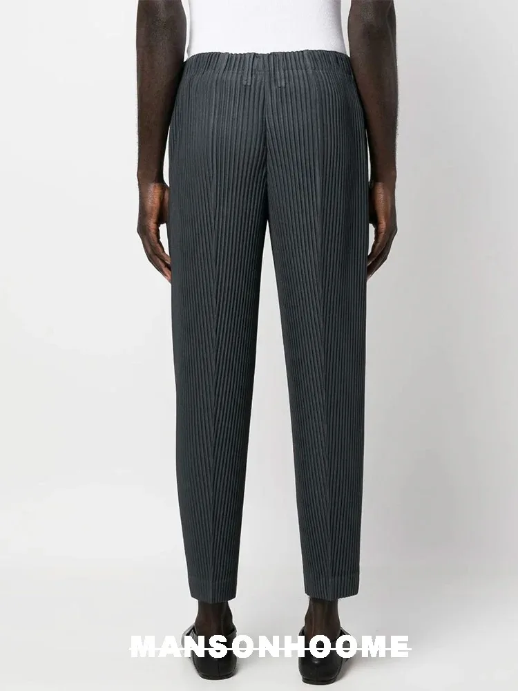 Miyake Pleated Men Pencil Pants High Waist Homme Causal Men's Casual Pants 2