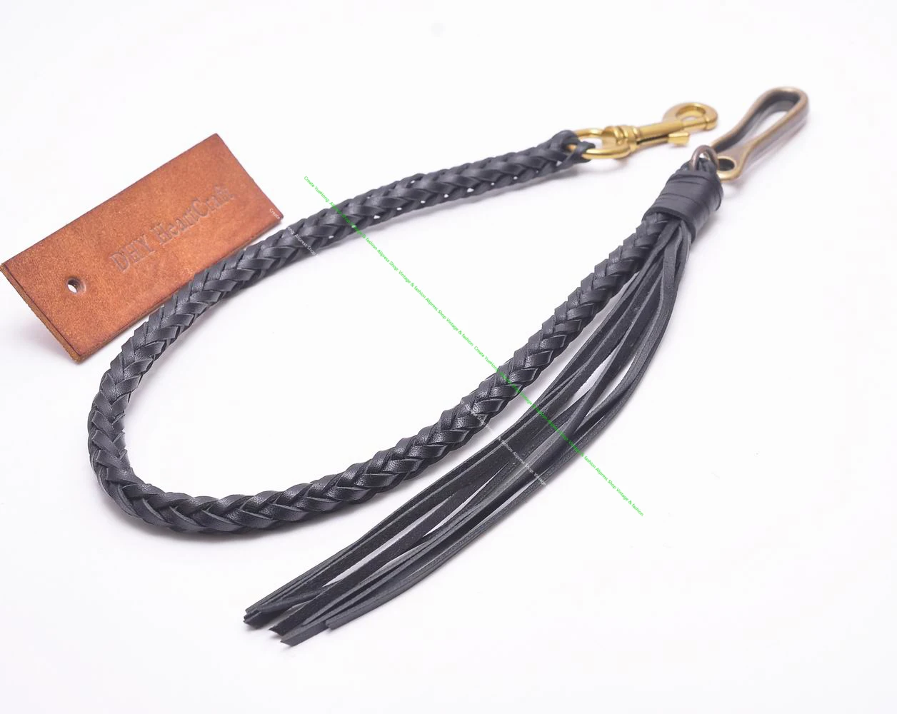 24 "hand gefertigte geflochtene schwarze Leder Biker Punk Cowboy Motorrad Jeans Geldbörse Kette Trucker Brieftasche Kette Trucker Schlüssel bund k0078 – Detail 17