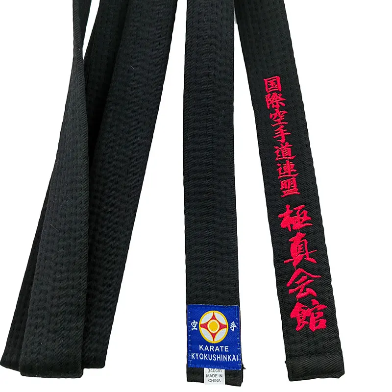 Kyokushin Karate Black Belt Embroidery Japanese Martial Arts Sports IKF Club Polyester Decorations Customized Name Width 4cm