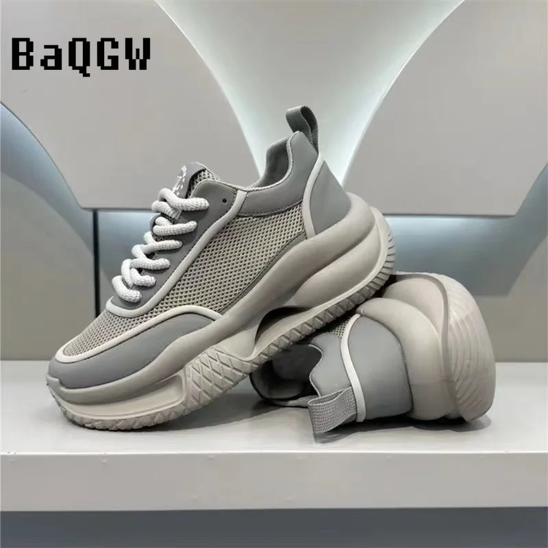 

Chunky Sneakers Men Cover Bottom Luxury Board Shoes Fashion Casual Mesh Breathable Increased Internal Platform Running Shoes