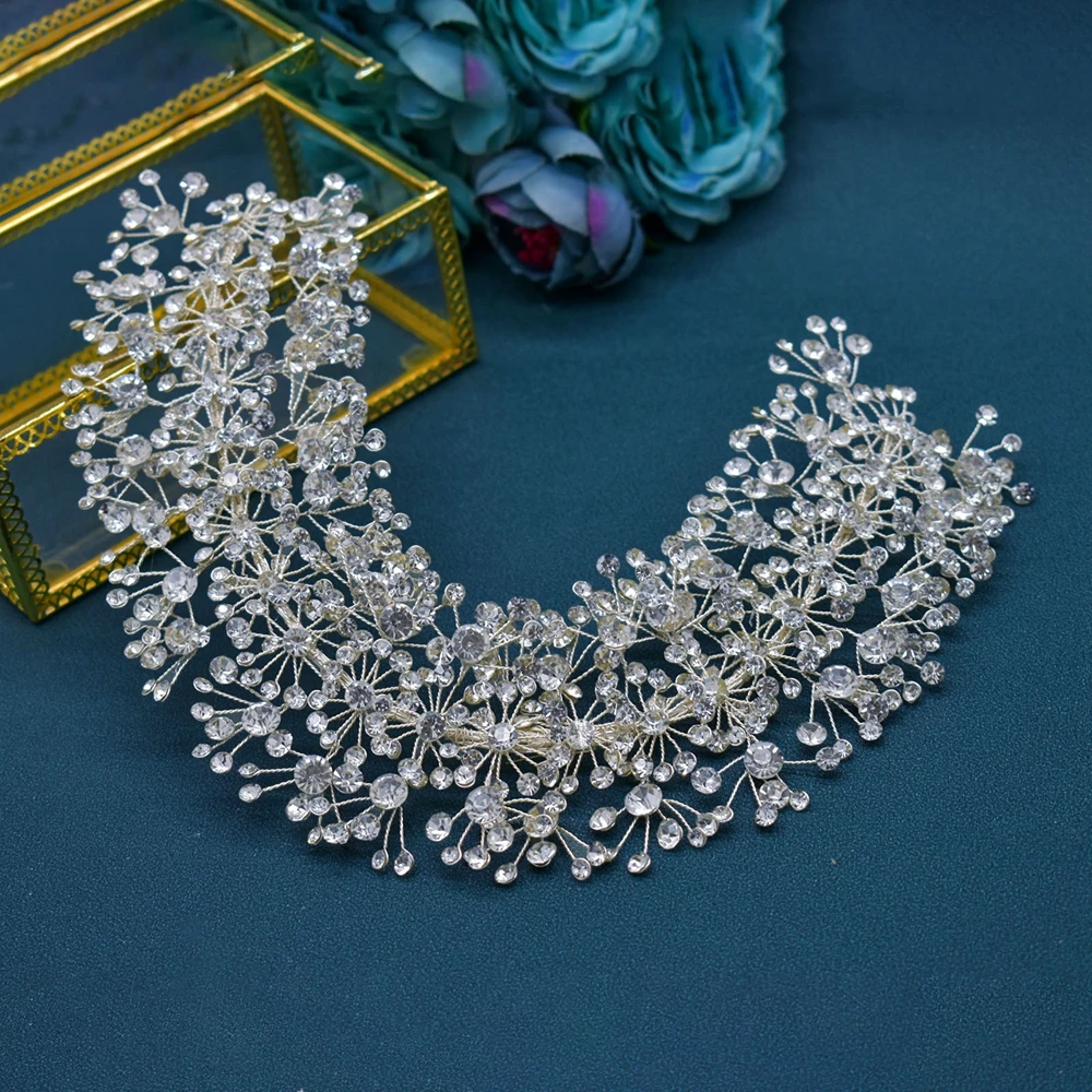 A107 Silver Wedding Headband Rhinestones Bride Headpiece for Young Girls Headwear Jewelry Crystal Women Tiaras Bride Headdress