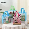 StoBag 4pcs Cartoon Non-woven Gift Tote Bags Kids Child Fabric Candy Package Waterproof Storage Reusable Pouch Birthday Party 1