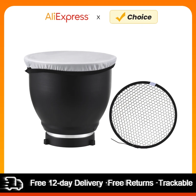 7&rdquo; Bowens mount beauty dish standar reflector diffuser lamp shade dish 60&deg; honeycomb grid / diffuser sock reflector diffuser photography reflector