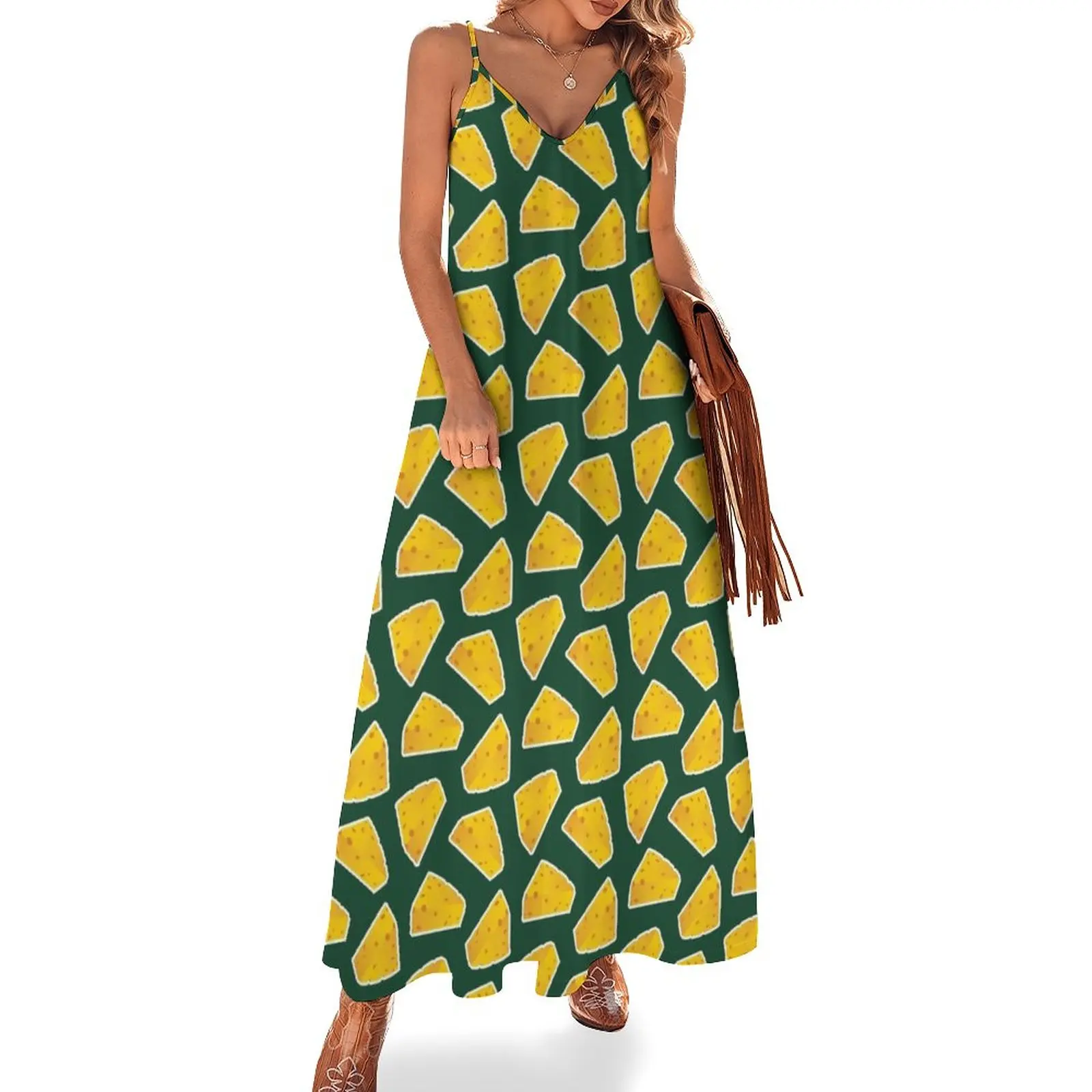 Aliexpress Green Bay Packers Pattern, Green Background Sleeveless Dress Summer Dress Woman 2023 Trendy Female
