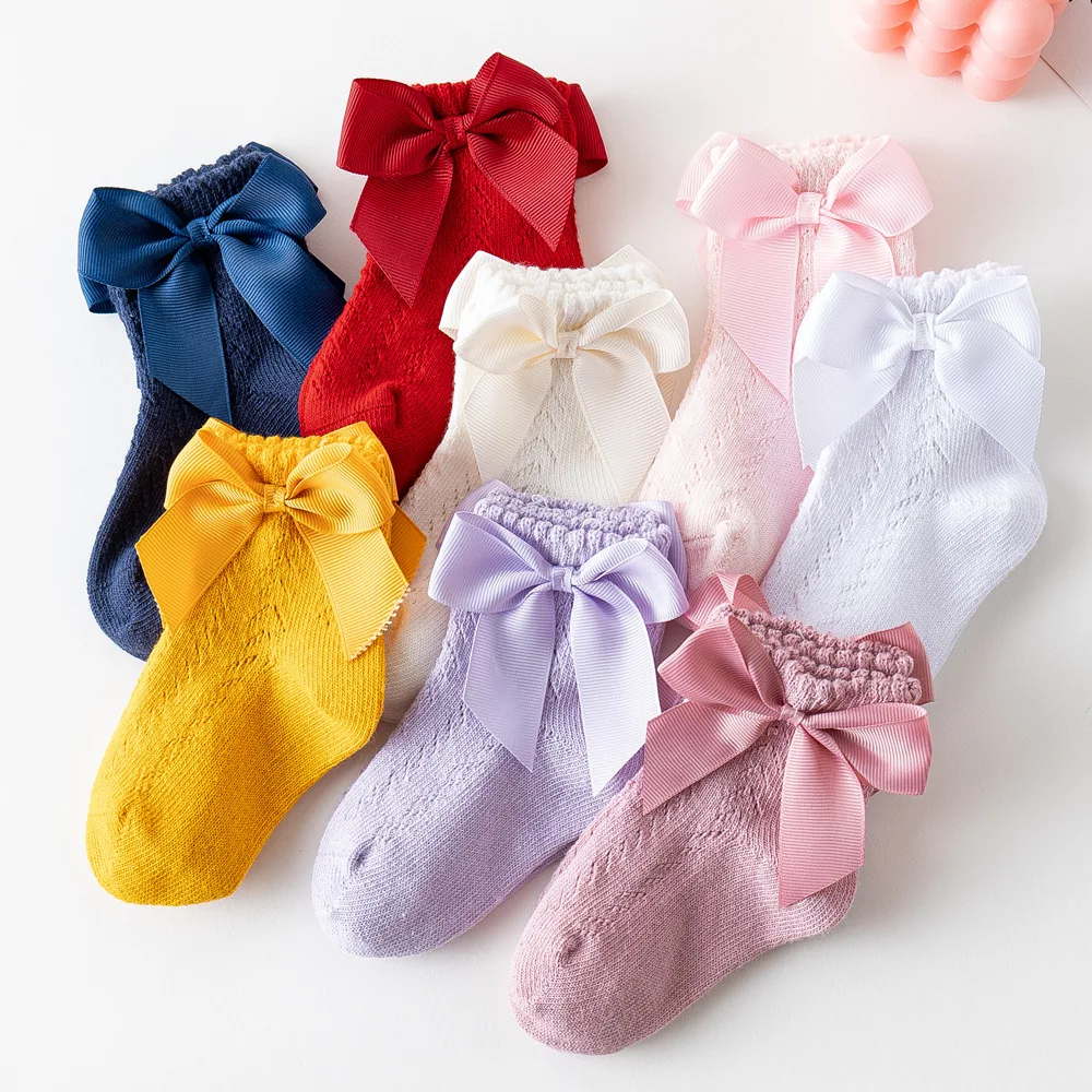 

Kids Sock Spring Summer Lolita Baby Girls Bow-knot Spanish Mesh Multi-colors Socks for Children 0-5Y