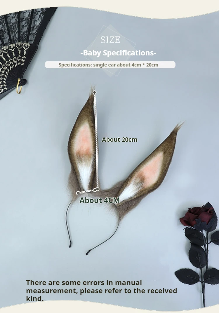 Hase Ohr Stirnband Cosplay Prop Plüsch Tier Kopfschmuck Einstellbare Kaninchen-Ohr Glatte Anime Expo Haar Zubehör Party Haarband – Detail 4