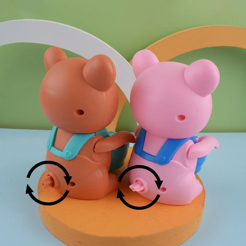 1Pcs Creative Cute Drumming Piglet Bear Toy New Clockwork Toy Children's Cartoon Winding Fun Small Animal Kids Birthday Gift