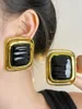 Vintage  Black Geometric Large Square Ear clips Without Pierced for Women Jewelry  Exaggerated Female Fashion Party Jewelry 2