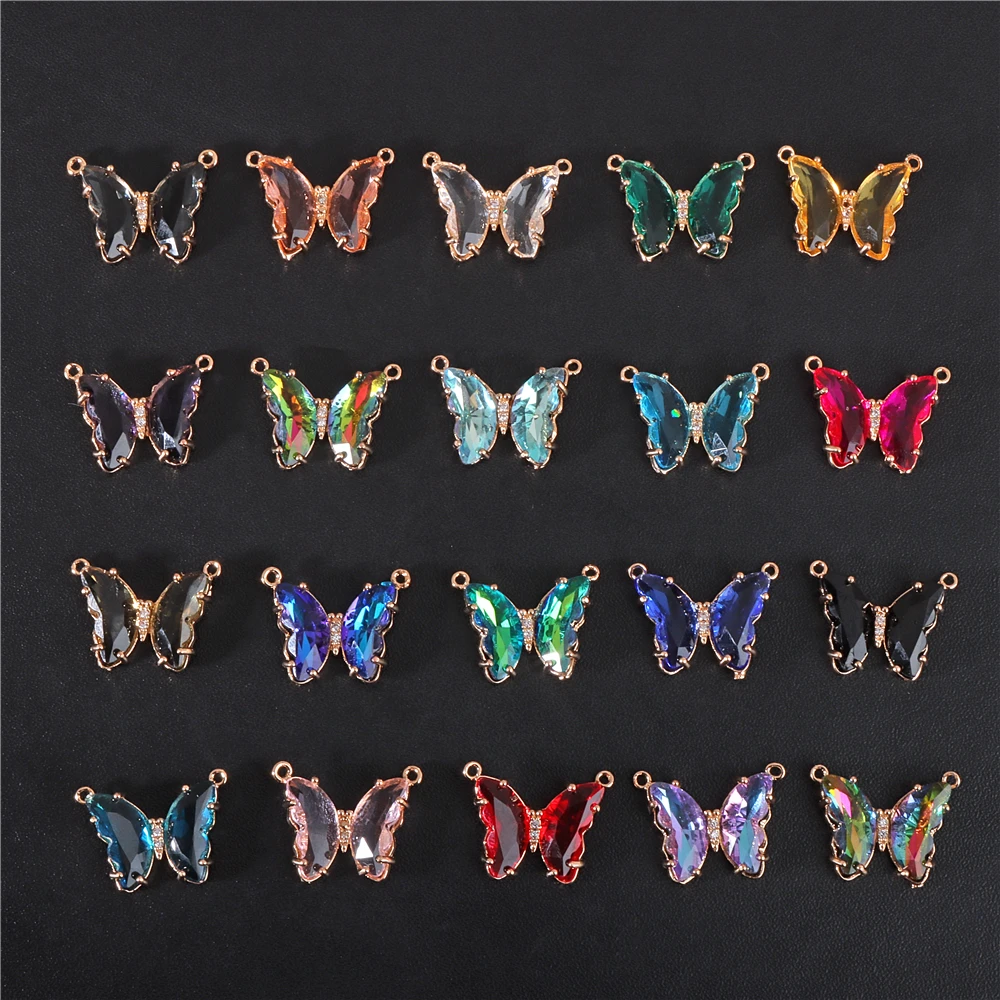 

Shiny Crystal Butterfly Pendants Connectors Butterfly Glass Beads Charms for DIY Necklaces Bracelets Jewelry Making 20x15mm