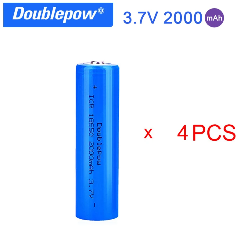 Doublepow 18650 Batteria 3.7V 2000 Mah Batteria Ricaricabile Al Litio Per Batterie Torcia 2000 Mah Batteria 4 Pezzi