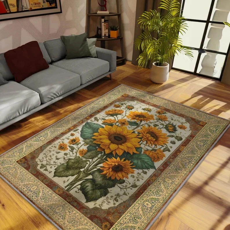 

Vintage Printed Living Room Carpet Home Decoration Large Area Bedroom Bedside Plush Mat Coffee Table Fluffy Rug Ковер Tapis 러그