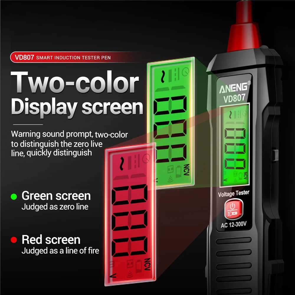 NCV Sensor Smart Induction Tester Pen VD807 Non-Contact Voltage Tester 50/60Hz AC 12-300V Alarm Zero Fire Wire Detector voltage detector tester