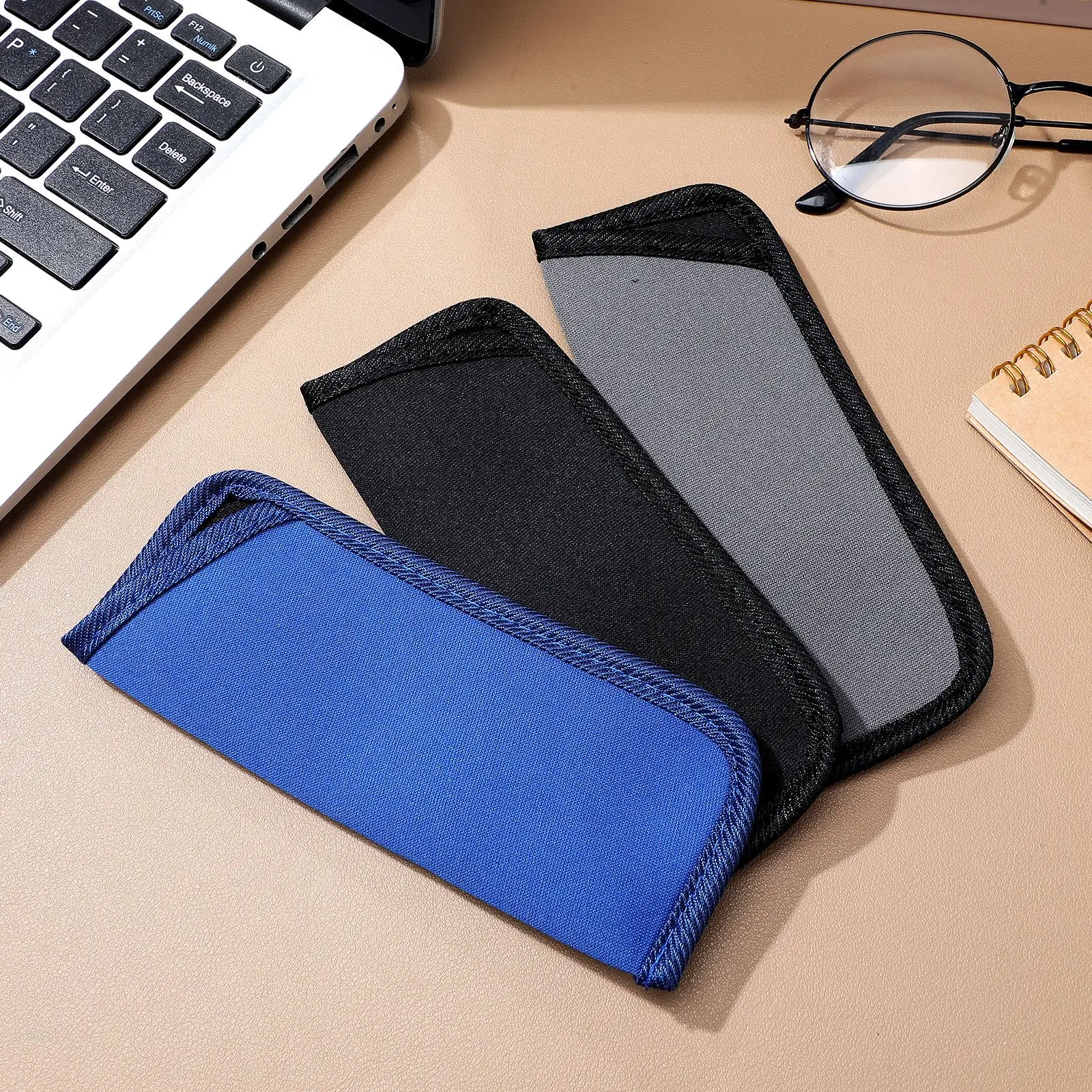 3pcs slim eyeglass pouch Soft glasses bag Protective holder Portable eyewear sleeve