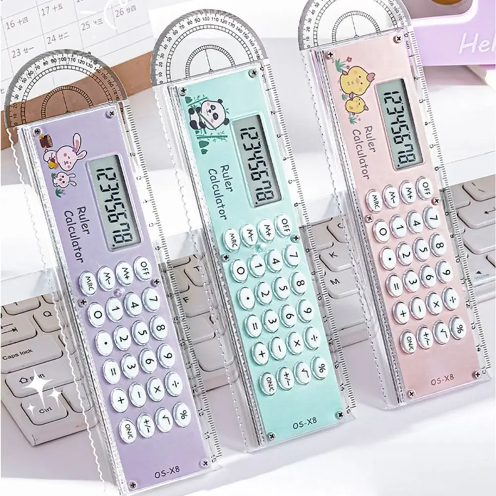 내구성이 뛰어난 3-in-1 각도기 내장 다기능 자 15cm 계산기 자 선물용
