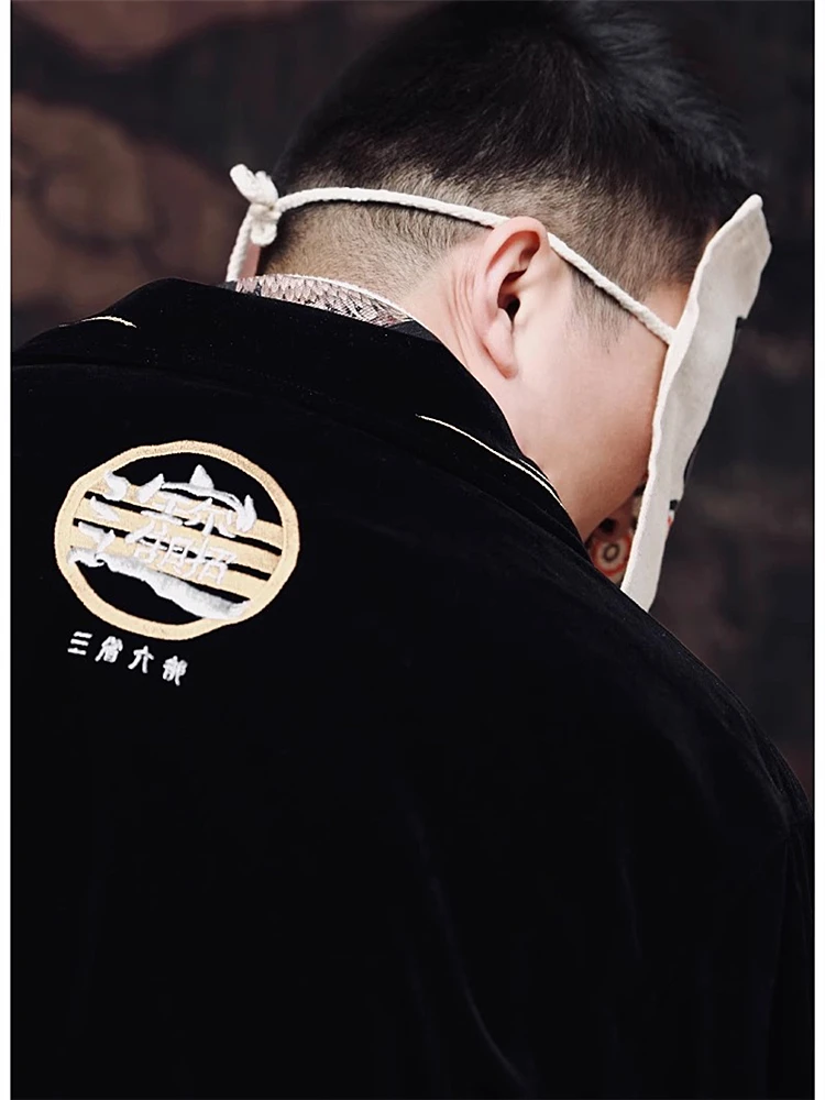 Gold Dragon Embroidered Original Yokosuka Sukajan Souvenir Jackets Men Boys Black Velvet Coats Streetwear Hip Hop Winter Gothic 5