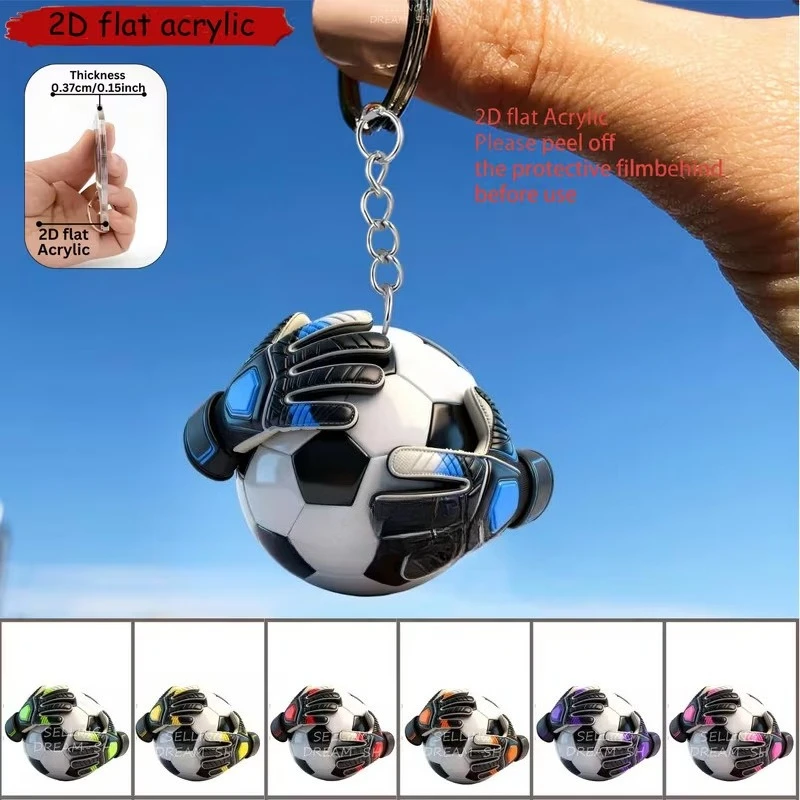 Simulation Football Keychain Acrylic Jewelry Accessories Sports Ball Backpacks Pendants Car Hanging Decoration Ornament Keyring
