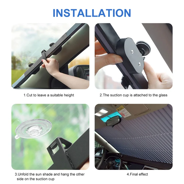 Universal Car Sunshade Retractable Front Rear Windshield Shade Cover 46/65/70cm Windshield Curtain Sun Protection Summer Cooling 6