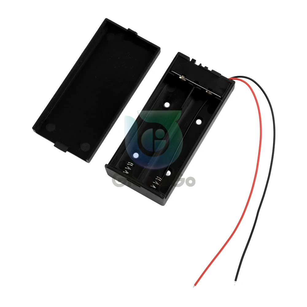 2 Slot 18650 Battery Holder 3.7V Parallel Connection Battery Box Leads Wirees ON/Off Switch Screw Cap Case Back Cover