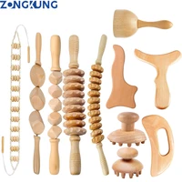 2/4/6/8PCS Wooden Therapy Massage Sets Pain Relief Maderoterapia CorporalAnti Cellulite Body Slimmling Gua Sha Back Massager 1