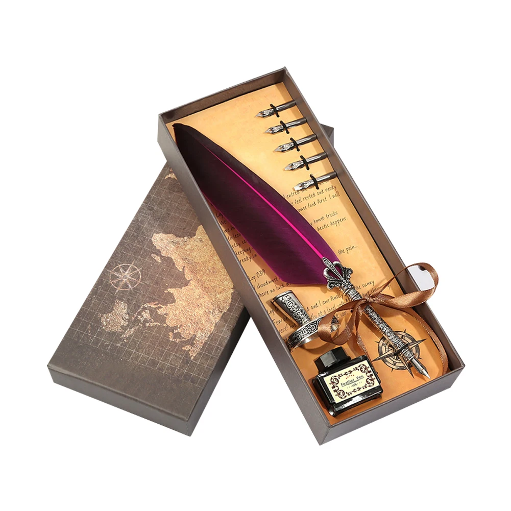 Silky Fountain Pen European Style Retro Feather Pen Graduation Birthday Office Signature Gift Calligraphy Stationery