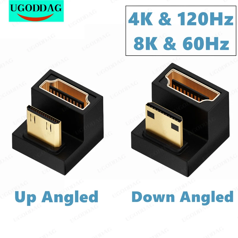 Convertitore L Up Down Angolato A 360 Gradi A Forma Di U Mini Hd Maschio A Hdmi-Compatibile 2.1V Femmina Extension 4K 8K 60Hz 120Hz Adattatore