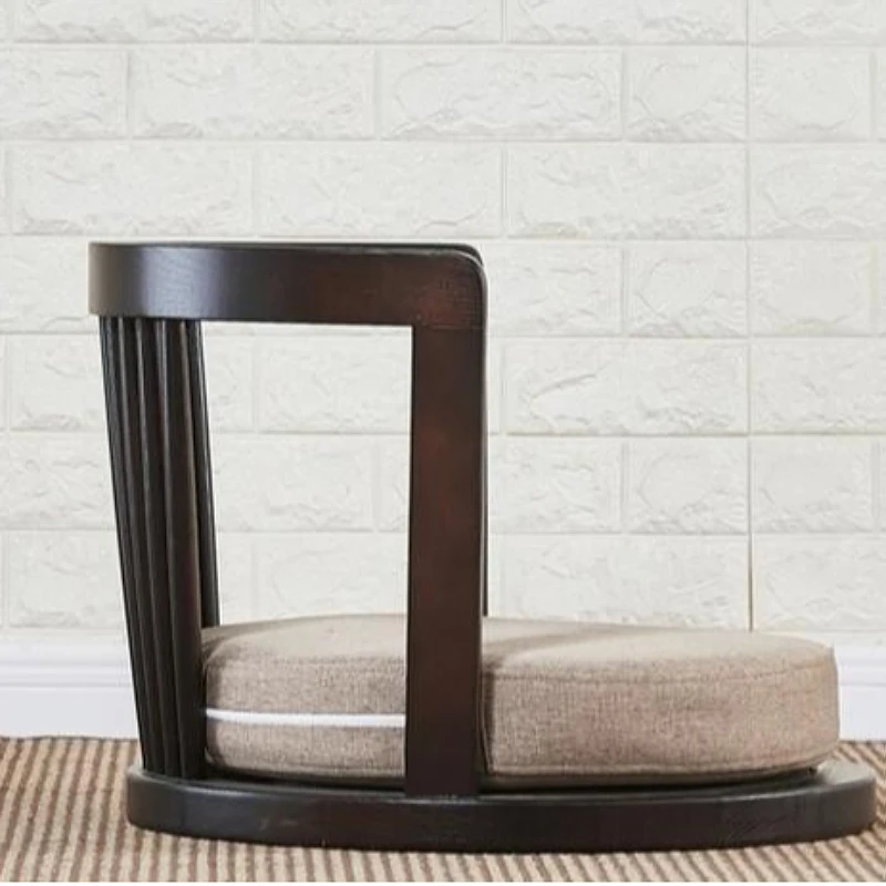 Japanese Zaisu Meditation Chair with Armrests with Back Support Asian Traditional Floor Tatami Chair Armchair Solid Ash Wood