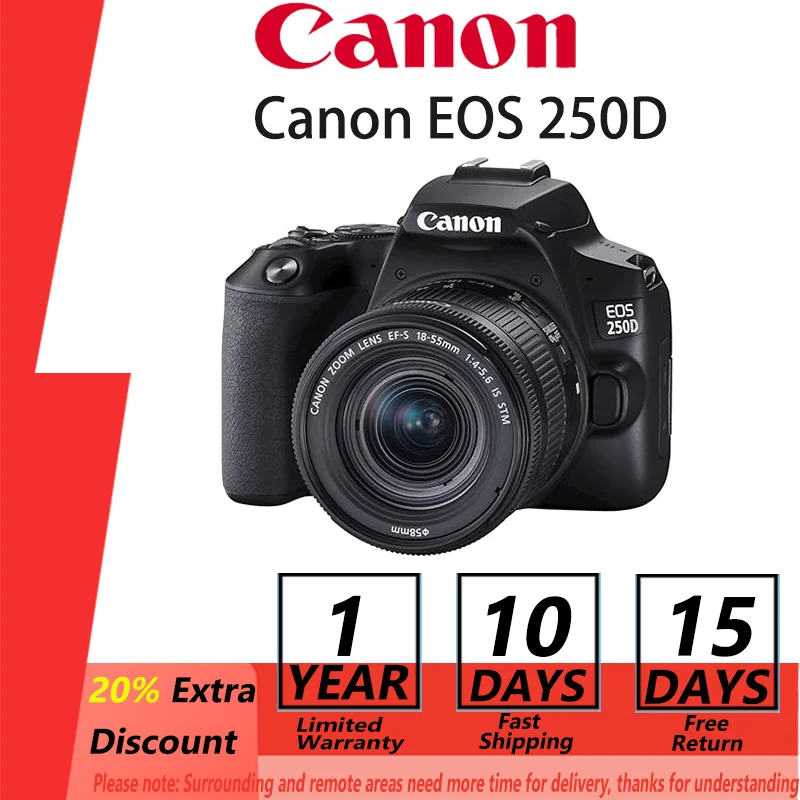 Canon EOS 250D Rebel SL3 200D II APS-C DSLR цифровая фотокамера профессиональная с фотографией с диаметром 18-55 мм