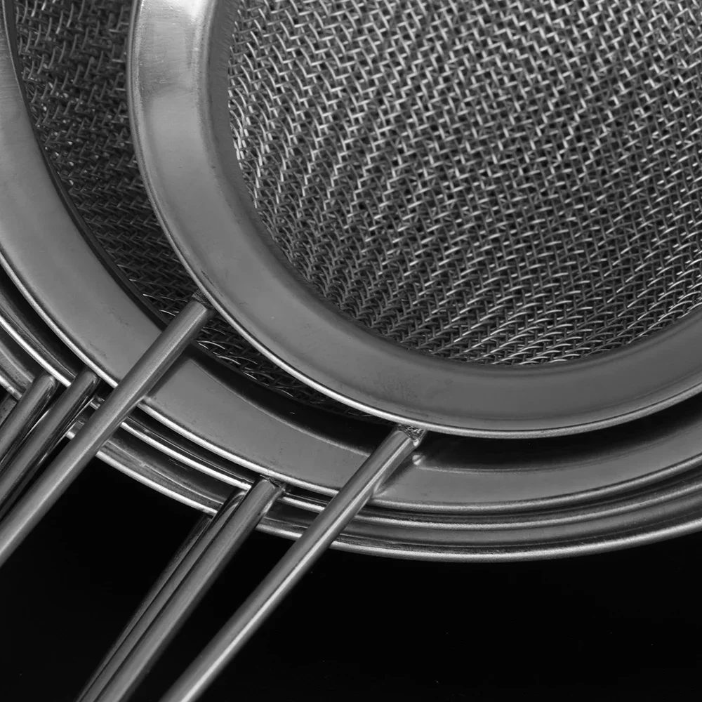 Stainless Steel Wire Fine Mesh Oil Strainer Flour Colander Tea Sifter Kitchen Sieve Filter Tool Metal Strainer Set  Long Handle