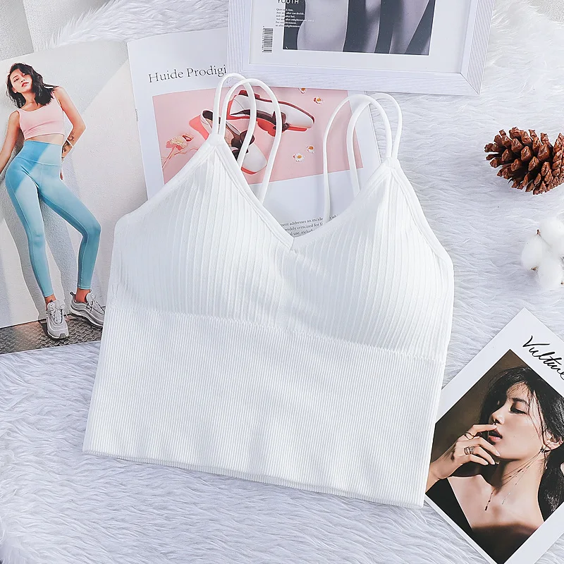 Women's Sexy Seamless Crop Tops Sports Bra Tube Top Camisole With Removable  Padded Underwear Female Tank Top - AliExpress
