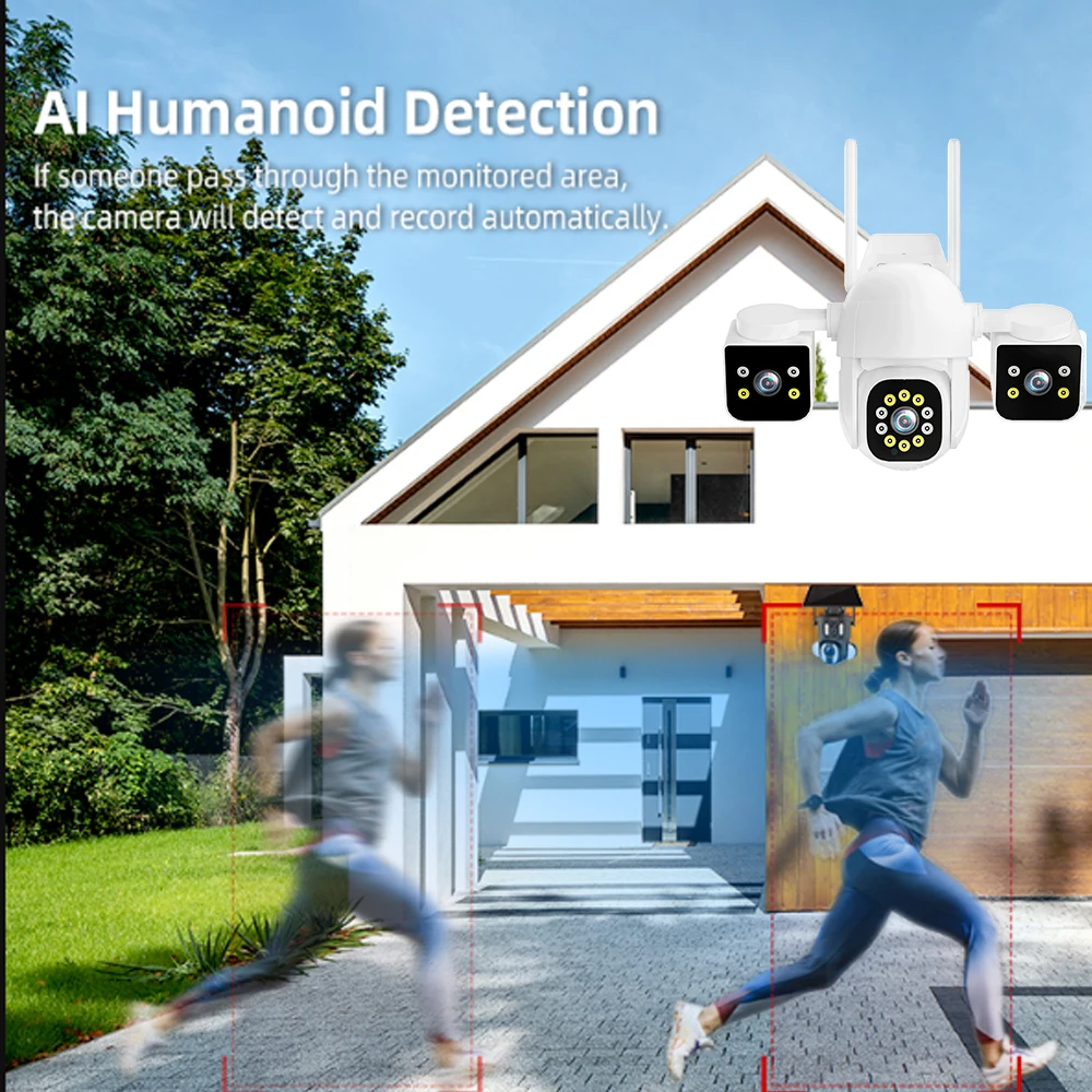 WiFi IP Camera Outdoor 15MP HD Triple Lenses Triple Screens Security Video Monitor Ai Human Detection CCTV Camera IPC360 Home 4