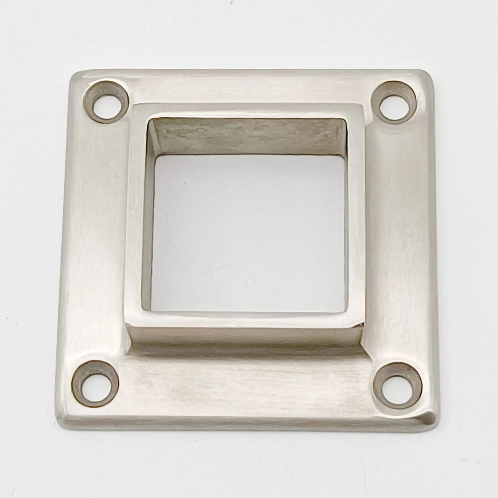 50.8mm Square Tube Flange 316 Stainless Steel Square Handrail Base Satin Polished