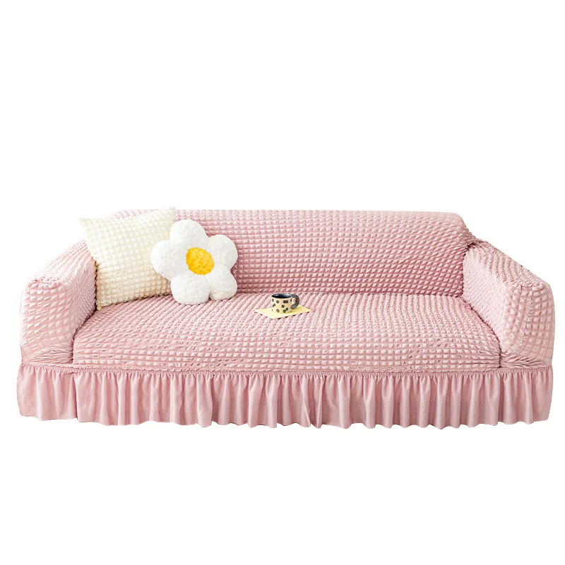 

LZ Super Stretch Slipcover Sofa Cover 3D Bubble Lattice Couch Slipcover with Skirt Furniture Protector for Living Room