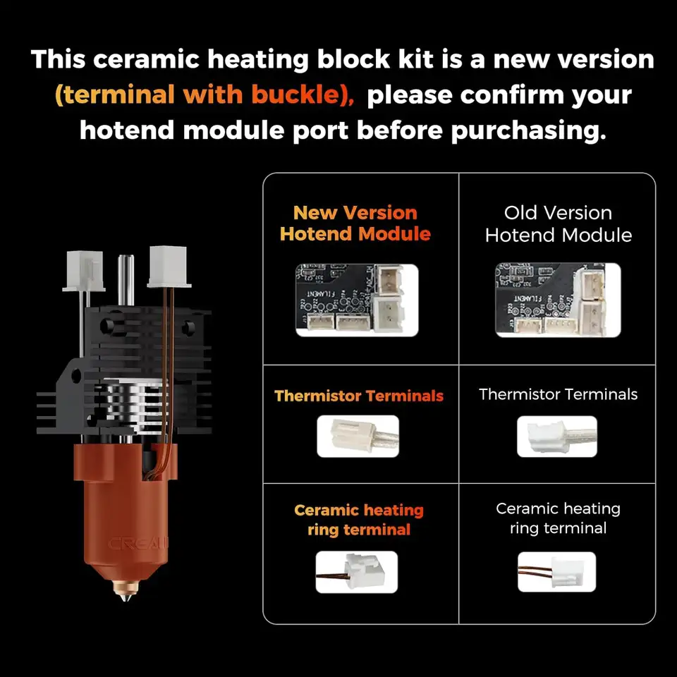 Creality 2025 K1 SE/K1C/K1/K1 Max Hotend Upgrade Ceramic Heating Block Kit Terminal with Buckle 600mm/s High-Speed image 2