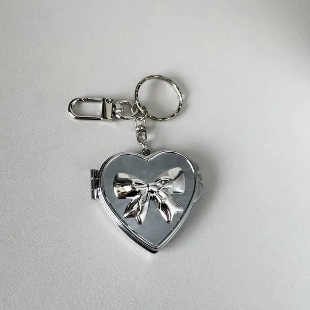 INS Niche Bow Love Mirror Keychain Y2K Niche Bag Charm