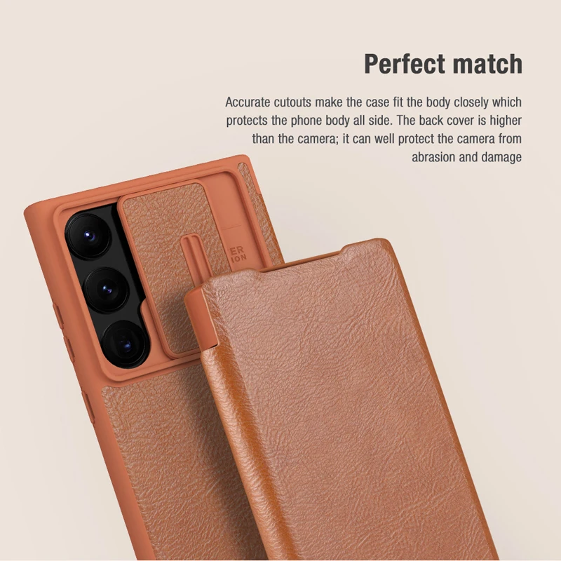 For Samsung Galaxy S23 Ultra Case NILLKIN Qin Pro Flip Leather