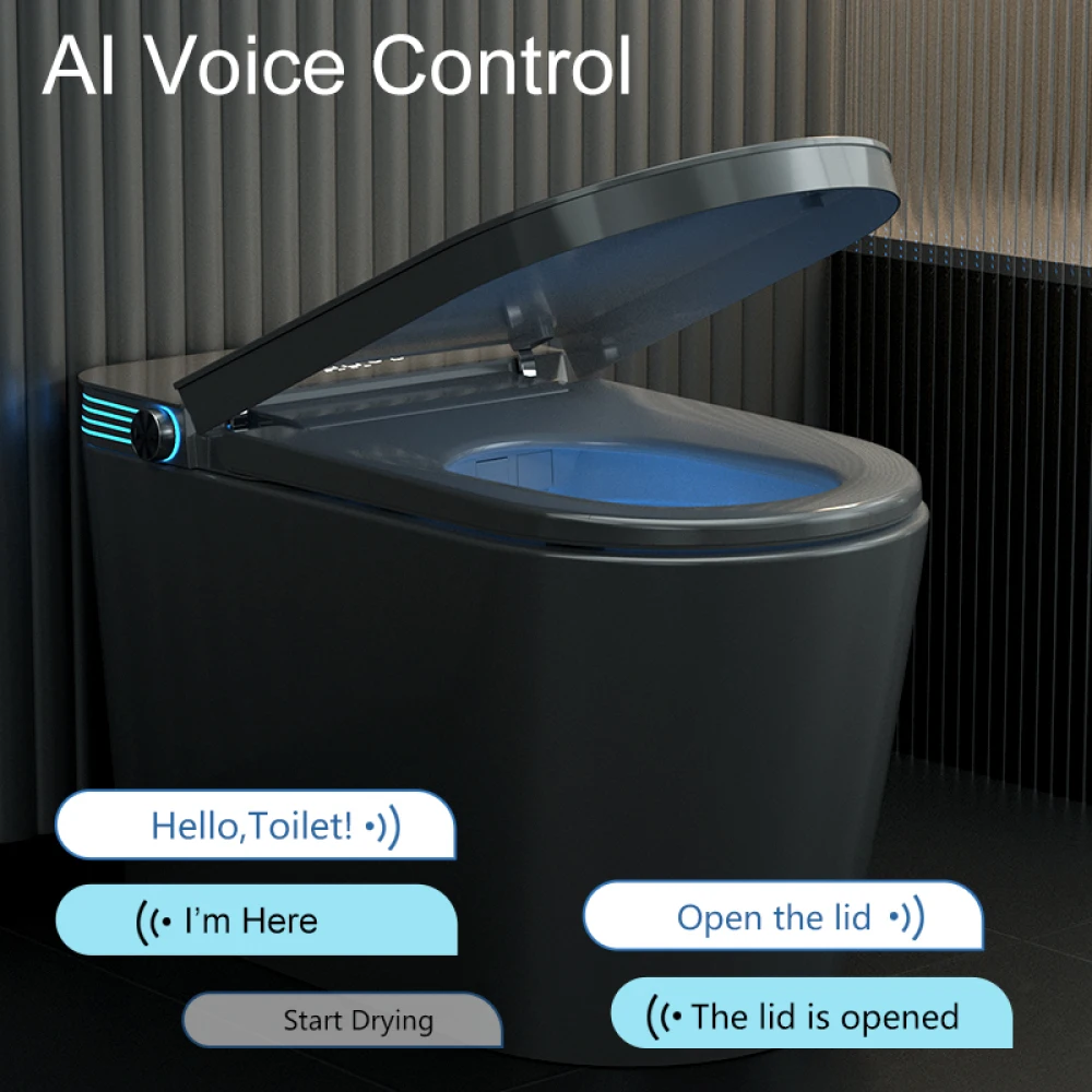 Smart Toilet with 85MM Wider Bidet Seat, Smart Toilet with Bidet Built in, Voice Control, Bubble Shield, AUTO Dual Flush 3
