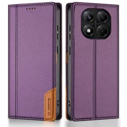 Premium PU Leather RFID Blocking Wallet Flip Phone Case with Card Slot Holder and Back Cover - Redmi Note 13 Pro+ (Purple)