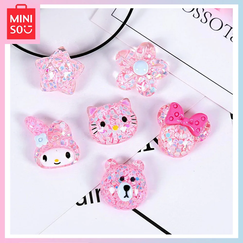 

Miniso Hello Kitty Sparkly Pink Accessories Phone Case Hairpin Crocs Diy Handmade Decorate Materials Birthday Christmas Gifts