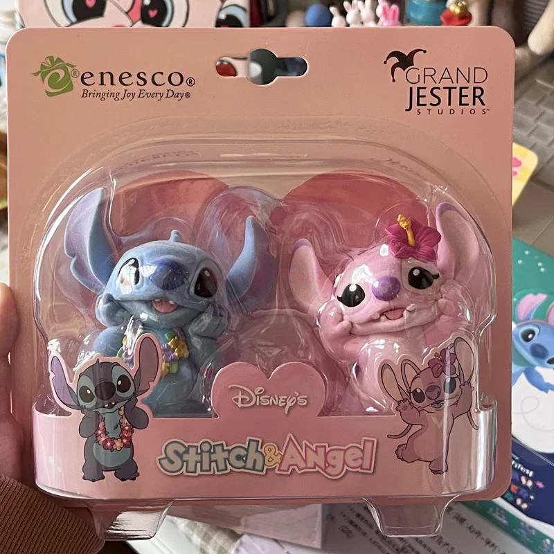 Disney Anime Stitch Action Figure Toy Stitch and Angel 14cm Crystal  Building Blocks Gifts for Kids Room Decoration