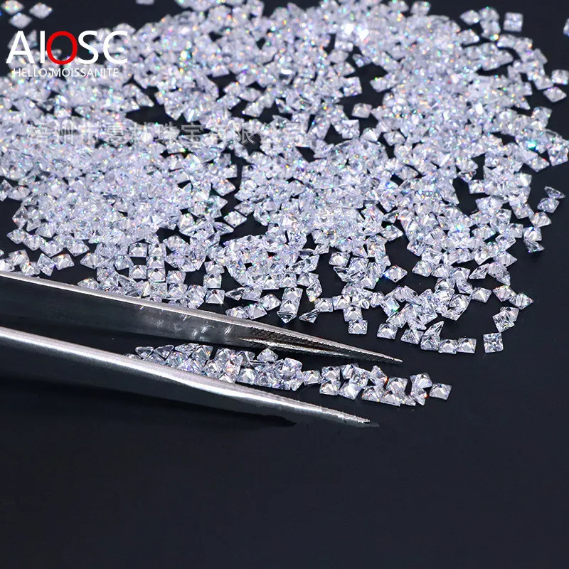 Aiosc Small Size 1 Carat Moissanite Nude White Princess Square Cut Crafted Fine Jewellery Accessory Stone Con Certificati Gra