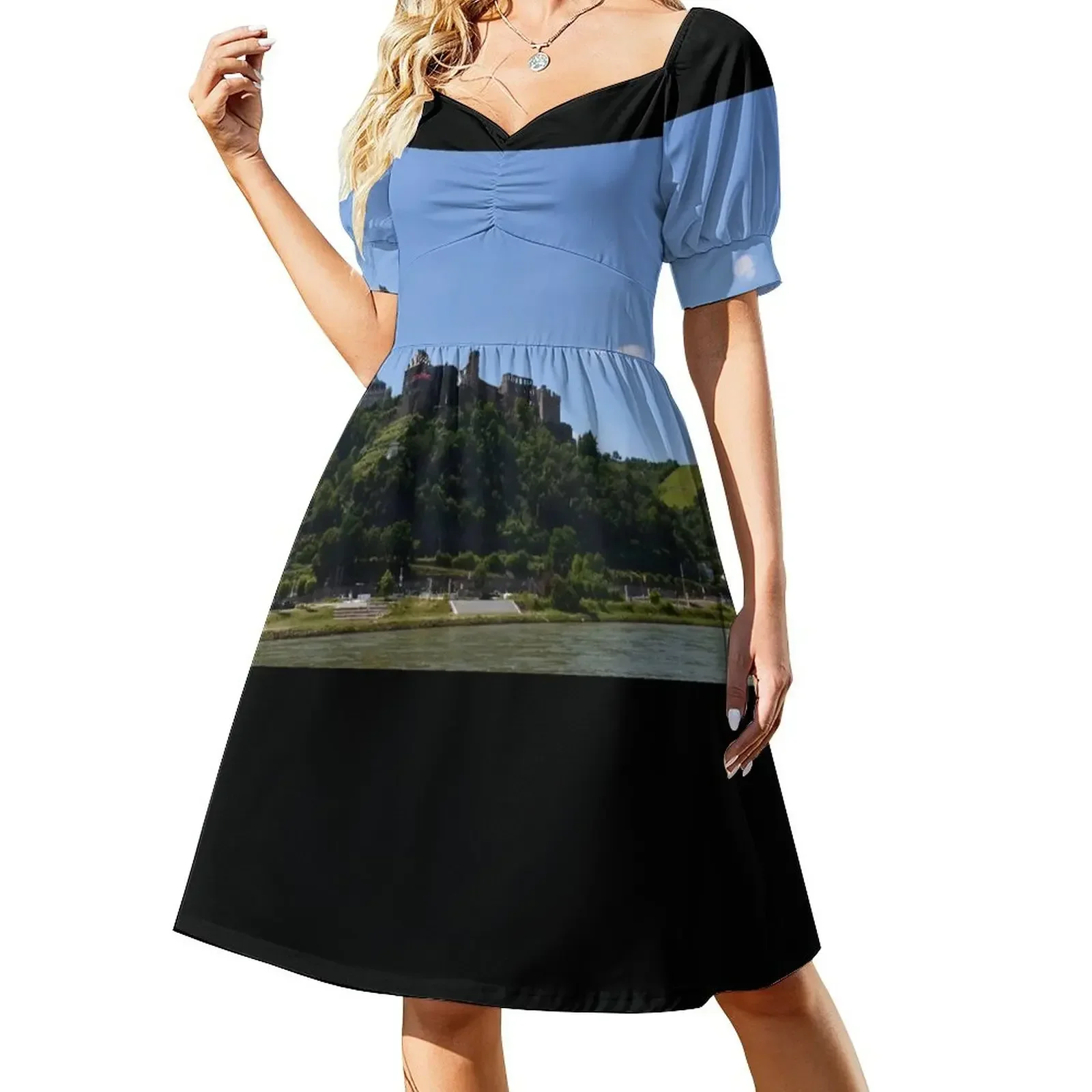 thumbnail image 1 of Vestido de manga corta de la fortaleza del castillo de Rheinfels, vestidos de fiesta para mujer, vestido holgado de verano, vestidos para mujer, 1 of 7