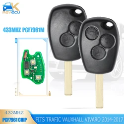 KEYECU 433MHz PCF7961M 4A Chip Remote Key 2 Button Fob Uncut VA2 Blade for Renault Trafic Vauxhall Vivaro 2014 2015 2016 2017