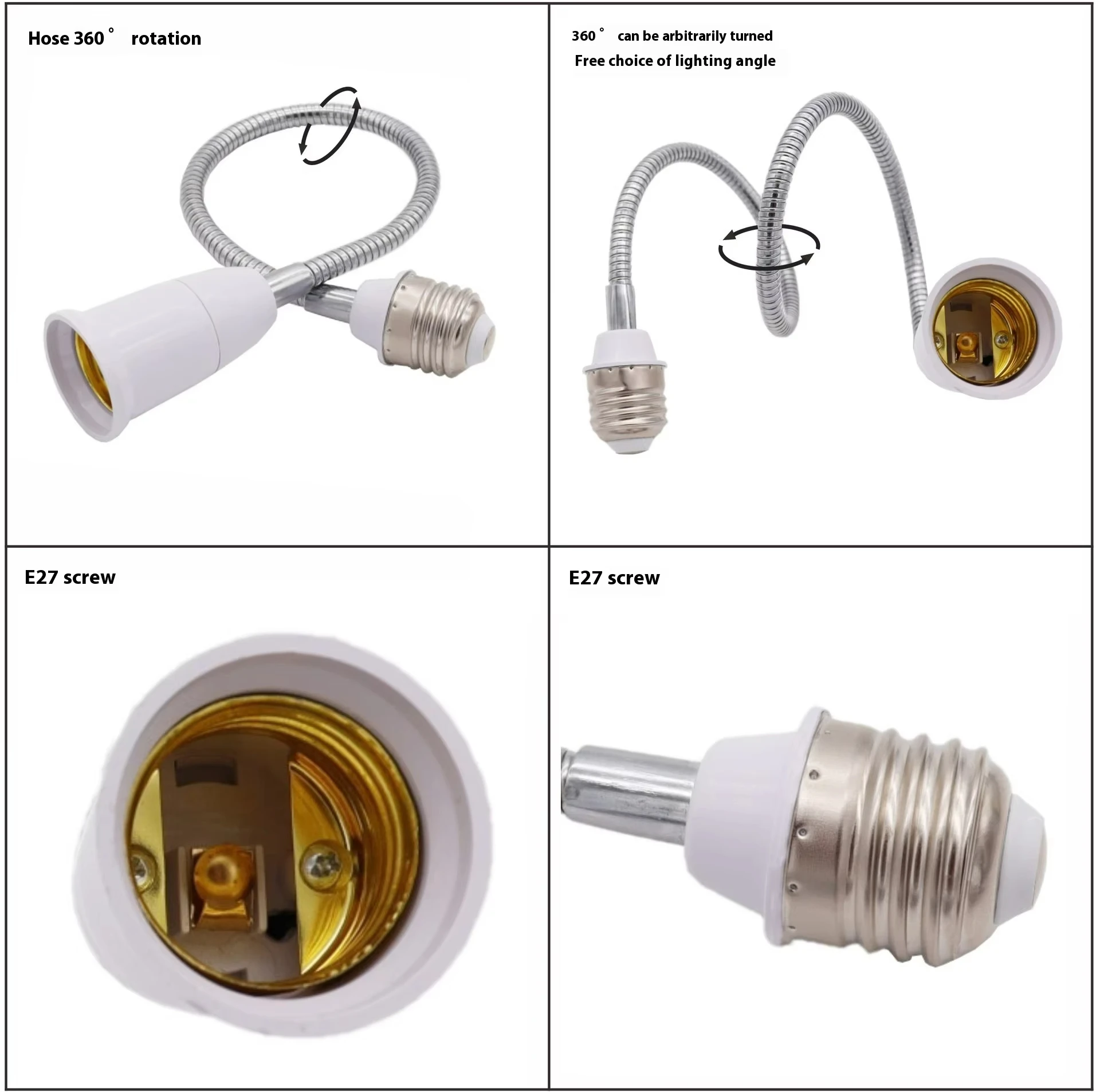 Lamp Bulb Holder E27 to E27 Socket Extender Rotating Base 12/15/20/30/35/40/50cm Converter