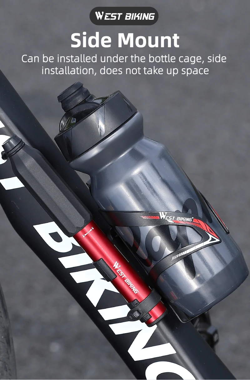 WEST BIKING 100PSI Mini-Fahrradpumpe, Aluminiumlegierung, tragbare Handluftpumpe, Schrader, Presta-Ventil, Reifenfüller, MTB, Rennradpumpe – Detail 10