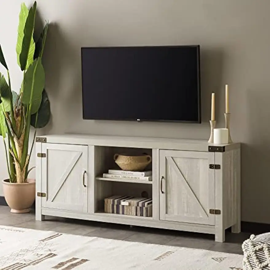 

Georgetown Modern Farmhouse Double Barn Door TV Stand for TVs up to 65 Inches, 58 Inch, Stone Grey
