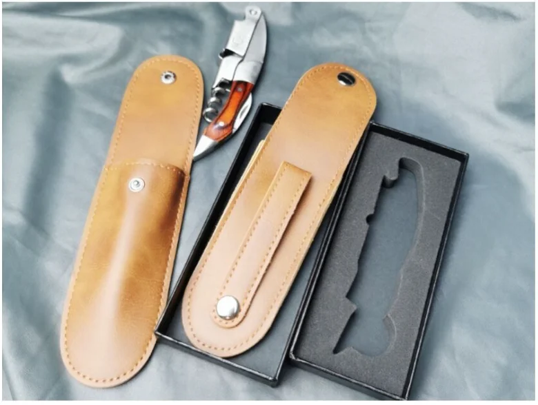 Leather Sheath For Folding Knife Portable With Flashlight Holder Belt Loop Pocket Ideal For Hunt Camp Outdoor Carry