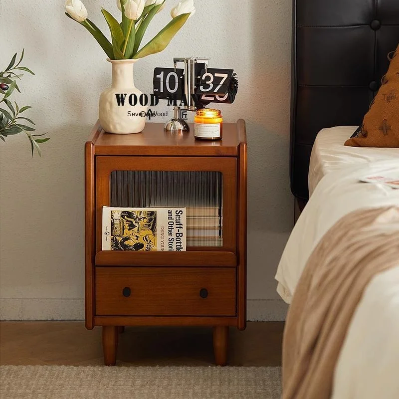 Realife Vintage Solid Wood Bedside Table Small And Simple Bedroom Drawer Storage Cabinet Bed Tail Ultra Narrow Edge Cabinet