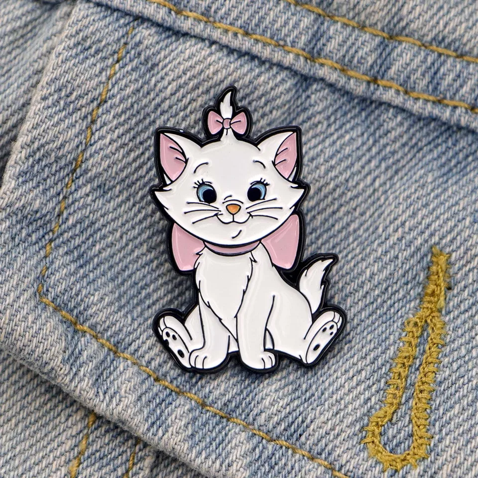 Cute Cartoon Enamel Pins - Purple Cat Anime Brooch Pins For Backpacks, Hats, Jackets (6 Pack)